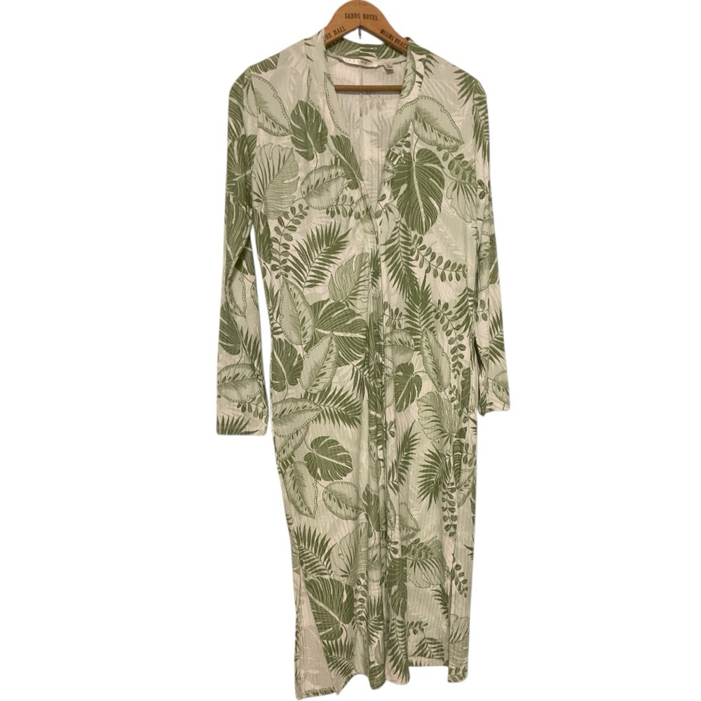 Cyrus Green Tropical Print button front ankle length maxi dress M - Picture 2 of 8